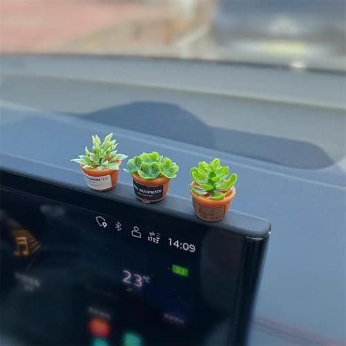 Wyuoot Mini Car Ornament, Mini Succulent Dashboard Decor, Desktop Miniature Pottery Planter for Car Interior Decoration (Succulent) - Image 1