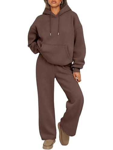 Trendy Queen Womens 2 Piece Outfits Lounge Fall Fashion Sets Oversized Sweatshirts Wide Leg Pants Sweatsuits Winter Clothes - Image 1