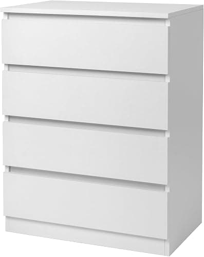 GODECOR Dresser for Bedroom, Modern Wood Dresser Chest of Drawers, No Handle Storage Cabinet for Girls, Anti-Tipping Device, Living Room, Home Office, Hallway Organizer (White, 4 Drawers) - Image 1