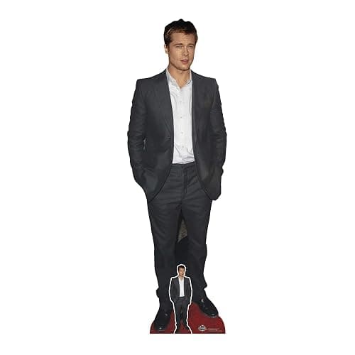 Star Cutouts CS1189 Brad Pitt Black Suit Height 181cm Lifesize Cardboard Cut Out with Mini - Ideal for Celebrity Theme & Movie Fans, Birthdays & VIP Events - Image 1