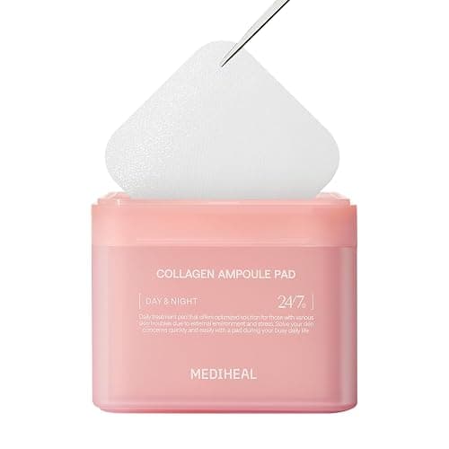 MEDIHEAL Collagen Ampoule Facial Toner Pads - Collagen & Ceramide - Skin Firming & Restore Elasticity & Deep Hydration - Tighten Wrinkles & Lines - Vegan Eco Silk Fabric, 100 Pads - Image 1