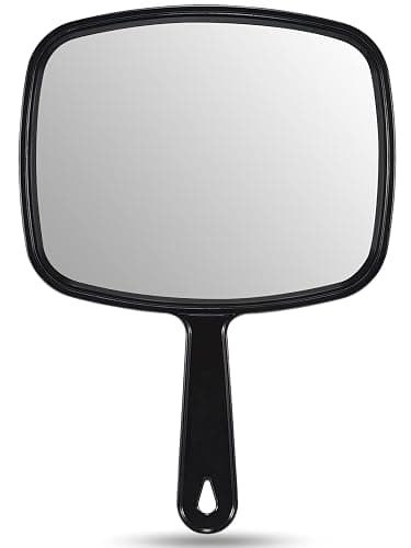 OMIRO 9.3" L x 6.6" W Hand Mirror, All Black Handheld Mirror with Handle | Salon Mirror Hand Held, Hangable, Travel Mirror for Men Women, Distortion-Free Reflection, for Shaving and Makeup - Image 1