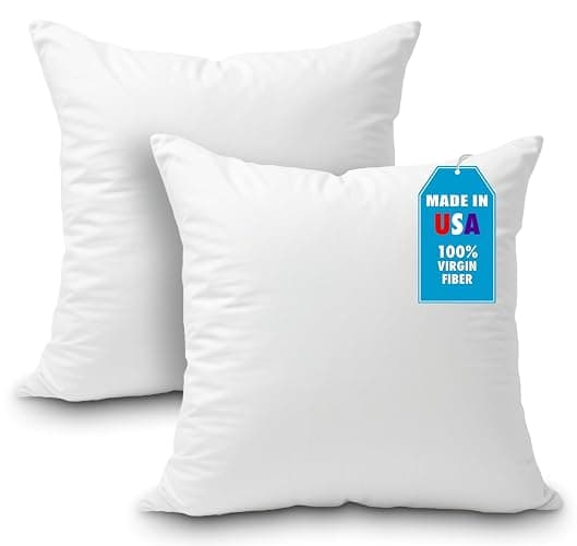 Foamily Throw Pillow Insert 18 x 18 inch (Set of 2) Hypoallergenic 100% Virgin Fiber Made in USA Bed, Sofa, Couch Decorative Indoor Pillows - Image 1