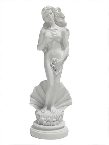 KIKITOY Aphrodite Statue The Birth of Venus on Half-Shell 7.6 Inch - Greek Roman Goddess Sculpture, Handmade Resin Art Figurine Classical White Statue, Home & Office Decor - Image 1