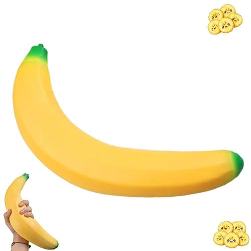 Giant Banana Squishy 18 Inch, Jumbo Slow Rising Fidget Toy for Adults and Teens, Soft Stretchy Fake Fruit Banana Stress Relief Squeeze Ball for Tension, Focus, Party Favors (Big Banana) - Image 1