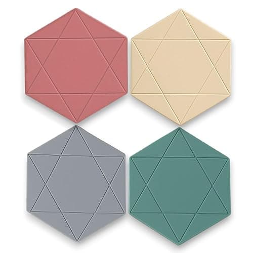 Silicone Hexagon Trivet Mats, 4-Pack – Heat-Resistant Hot Pads for Pots, Pans & Dishes – Flexible Non-Slip Kitchen Mats for Countertop, Coasters & Spoon Rests - Image 1