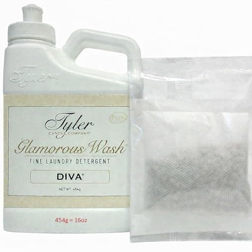 Tyler Candle Glamorous Liquid Wash Detergent Wash, Liquid, Diva, 16 Fl oz/with Dryer Sachet Single Pouch, Pull and Pour Spill Proof Cap oh - Image 1