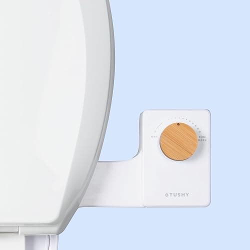 TUSHY Fresh Cool Water Bidet: Ultra Slim Toilet Seat Attachment (Non-Electric Self-Cleaning Hygienic Nozzle) Easy DIY Install <10 Min | Adjustable Water Pressure, Bamboo Knob - Image 1