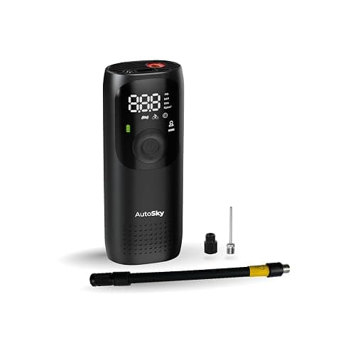 AUTOSKY Portable Tire Inflator & Air Compressor – Car Accessories with Flashlight & Power Bank, Air Pump for Car Tires, Bike Pump & Ball Pump, 150 PSI Fast Inflation, Digital Display & Auto Shutoff - Image 1