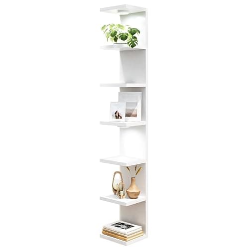 Fixwal 7 Tier Wall Mounted Shelf Unit White Floating Shelves with LED Lights Lack Wall Shelf for Home Decor Organizer Display - Image 1