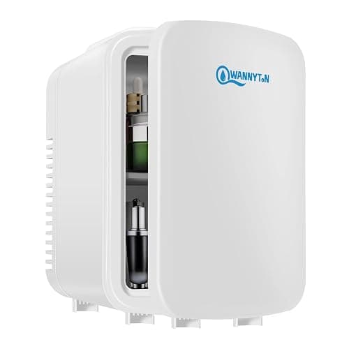 WANNYTON Mini Kühlschrank 4 Liter / 6 Dosen, Tragbarer Kleiner Kühlschränke mit Kühl- und Heizfunktion, Getränkekühlschrank für Zimmer Auto Büro, AC 220-240 V, DC 12 V, Weiß - Image 1