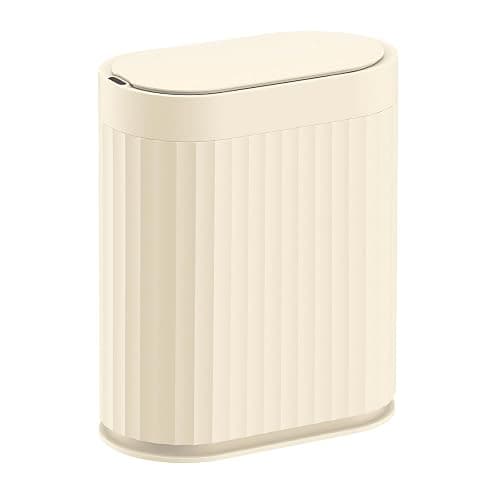 ELPHECO 2 Gallon Sensor Trash Can - IPX5 Waterproof Motion Sensor Trash Can, Automatic Bathroom Trash Bin, Slim Garbage Can for Bathroom, Office, Bedroom, Living Room, Beige - Image 1