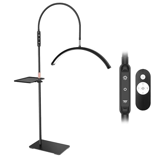 Fitlume Lash Light for Eyelash Tech, Gooseneck Floor Lamp Led Half Moon Ring Light for Eyelash Extensions, Tattoo Artist, Nail Tech, Esthetician, Cool/Warm Modes, Dimmable Brightness, Movable Tray - Image 1