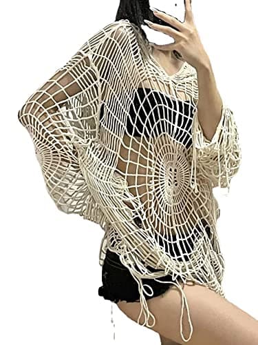 Pbkabiug Fairy Grunge Clothes Y2k Clothes Y2k Spider Web Hollow Hole Design Spice Girl Hooded Pullover Knit Top Sweater Women - Image 1