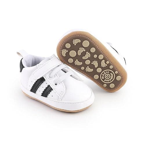 TsQiiane Newbron Baby Boys Girls Retro Sneakers Pu Leather Rubber Sole Walking Shoes Toddler Non-Slip First Walkers Infant Slippers Crib Shoes - Image 1