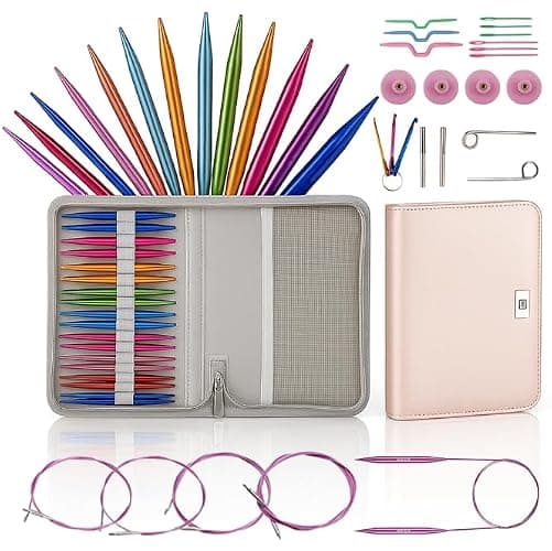 Yarniss 13 Pairs of Circular Knitting Needles Set 3.0mm~10.0mm, Round Knitting Needle with Interchangeable Cable - Image 1