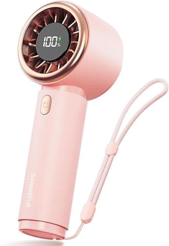 SWEETFULL Portable Handheld Fan, Mini Rechargeable Personal Hand Fan | Strong Airflow, Pocket-Sized, Up to 12H, 5 Speeds, Quiet Cooling Travel Essentials, Cute Gifts for Women, Girls, Lash, Makeup - Image 1