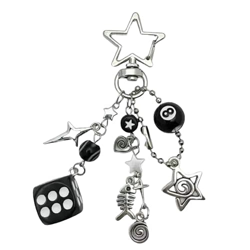 Nhemeylp 8 Ball Keyring, Novelty Keychains Y2K Pendant with Dice and Stars, Cute Keyrings for Women and Men Perfect for Backpack Decor and Gifts (Style A) - Image 1