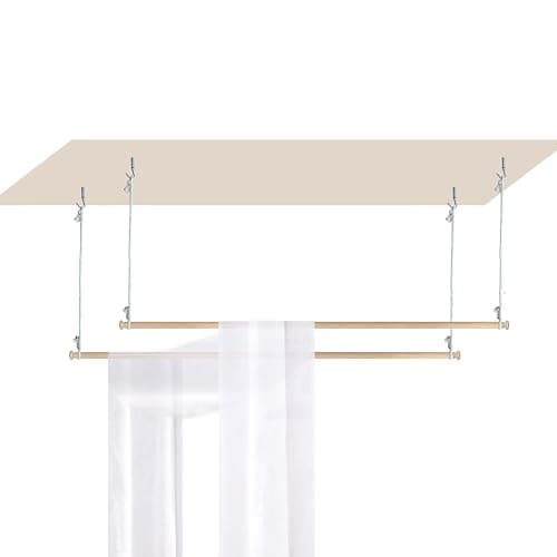 Beyeutao Wood Bed Canopy Frame 63 inches Bed Curtains Frame Solid Wooden Bed Poles Hanging Bed Poles Canopy Bed Frame Play Tent Frame Suitable for All Beds. - Wood - 1"W x 63"L (Pack of 2) - Image 1