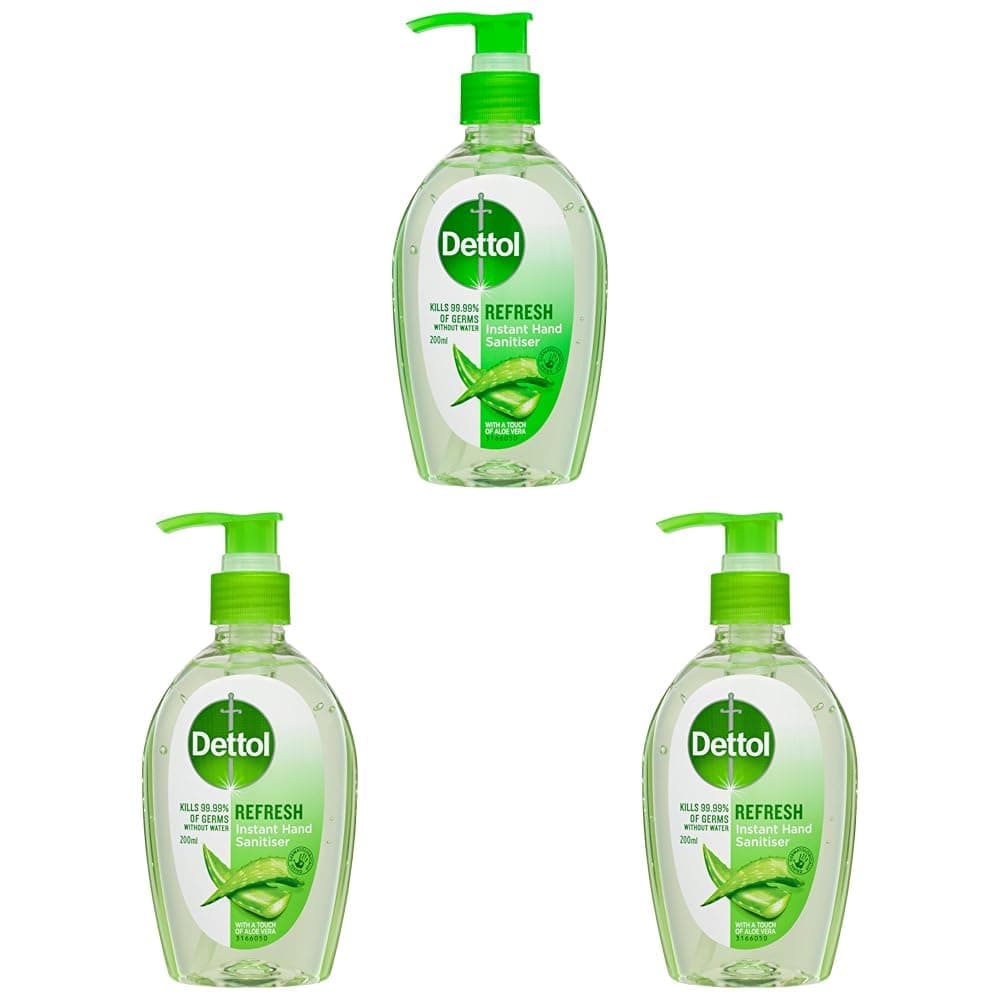 Dettol Healthy Touch Instant Liquid Hand Sanitiser Refresh, 200ml (Pack of 3) - Image 1