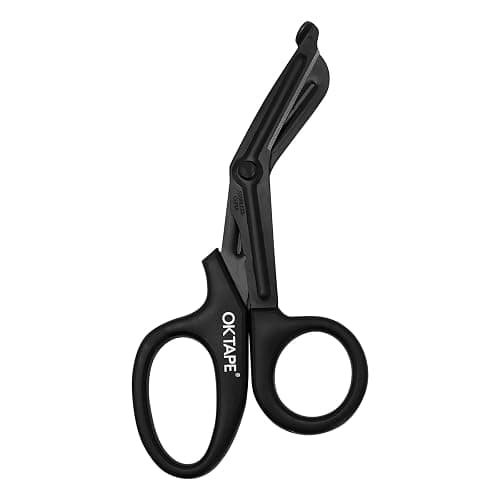 OK TAPE Shears - Bandage Scissors,Medical Scissors, EMT Trauma Shears, Non-Stick Scissors, First Aid Outdoor Stainless Steel Teflon, Black Handle and Black Coated Blades, 1 Packs - Image 1