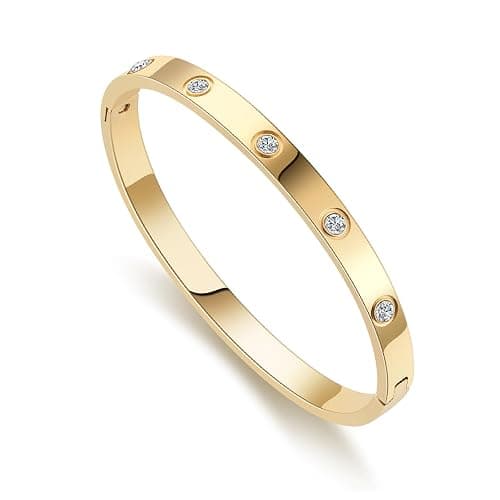 RIMRIVA 18K Gold-plated Bracelets for Women Friendship Love Bangle Bracelets Stainless Steel Bracelet Jewelry Birthday Gifts for Women Stocking Stuffers - Image 1