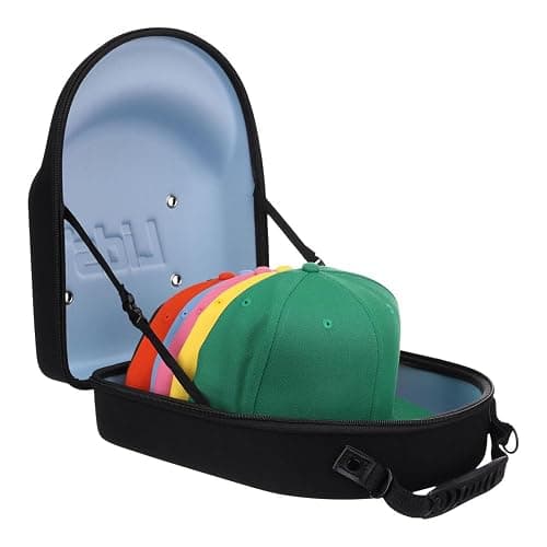 Lids Hat Travel Case β Baseball Cap Carrier for 6 Hats, Durable Black Exterior with Light Blue Interior, Storage with Handle & Adjustable Shoulder Strap, Hard Hat Organizer for Travel & Closet - Image 1