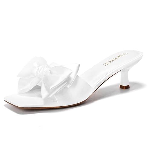 SKETOE Kitten Heels for Women Cute 2Inch Bow Heels Square Open Toe Heels for Wedding & Party Sandals - Image 1