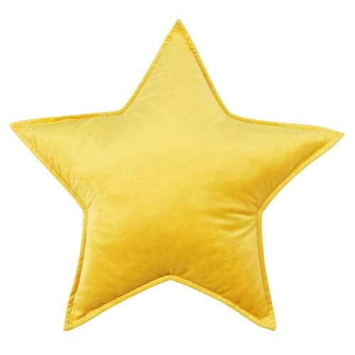 YAKEV Moon Shaped Throw Pillow Star Couch Cushion Decorative Pillows Fluffy Velvet Stars Home Decor Plush for Bedroom (Star, Yellow) - Image 1