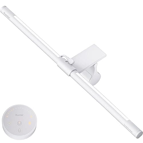 Quntis Monitor Light Bar 16'', Backlight & Camera Base, USB-Powered Space Saving Home Office Desk Lamp with Remote, Eye-Care No Glare Computer Light for Curved Gaming Monitors Reading Study, White - Image 1