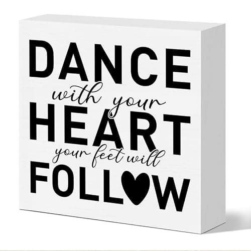 Dancer Gifts for Women Girl Men, Dancing Gifts for Women Girl Dance Lover Dance Team Instructors Dancer Christmas Birthday Gift Girls Dance Room Decor Wooden Sign, Dance with Your Heart Feet Follow - Image 1