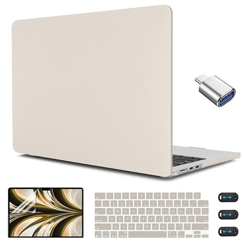 CISSOOK Compatible with MacBook Air 13.6 inch Case 2025 2024 2023 2022 Release M4 M3 M2 Chip, Plastic Hard Shell Case & Keyboard Cover for MacBook Air 13 A3240 A3113 A2681, Beige - Image 1