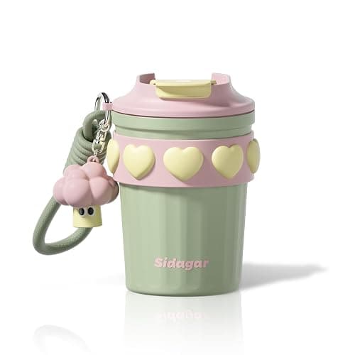 SDGA+ 12 oz Travel Coffee Mug Spill Proof Leak Proof, Stainless Steel Thermal Coffee Cup with Lid, Resuable Cup for Hot and Cold, Portable Tumbler for Women, Green - Image 1
