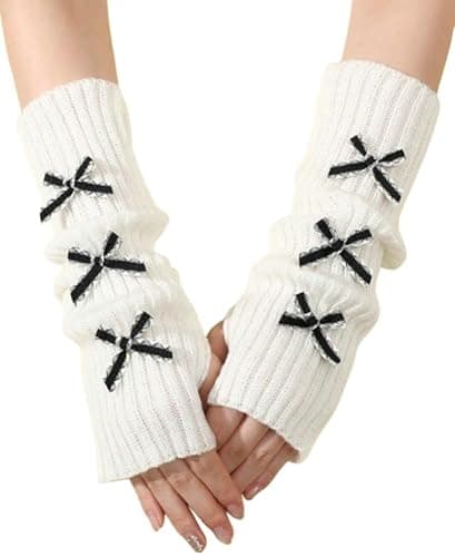 EMGILL Women's Fingerless Gloves with Thumb Hole Knitted Half Arm Warmers for Driving Typing Winter warm Hand Warmer - Image 1