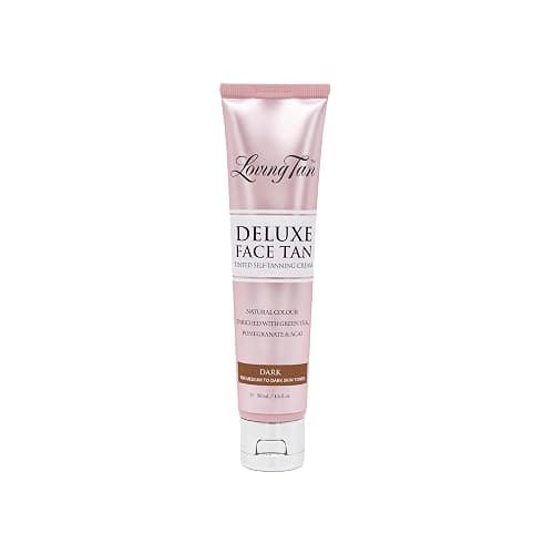 Loving Tan Deluxe Face Self Tanner, Dark - Streak Free, Natural, Professional Quality Sunless Tanning - 10+ Face Self Tanner Applications per Bottle, Cruelty Free, Naturally Derived DHA - 1.6 Fl Oz - Image 1