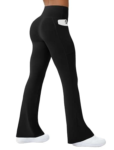 COPYLEAF Womens Yoga Pants with Pockets High Waisted Flare Leggings Bell Bottom Yoga Dress Pants Seamless Bootcut Pants - Image 1