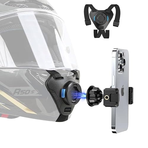 SOH Motorcycle Helmet Chin Strap Mount, Adjustable Magnetic Phone Helmet Chin Mount with Phone Clip for iPhone 16 Pro Max/15/14, Google, Samsung, LG, Pixel, Huawei, Xiaomi,All Smartphones - Image 1