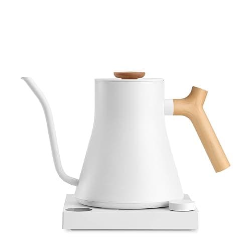 Fellow Stagg EKG Pro Electric Gooseneck Kettle - Pour-Over Coffee and Tea, Quick Heating, Precise Temperature Control, Scheduling, Built-in Brew Timer, Matte White with Maple Wood Handle, 0.9 Liter - Image 1