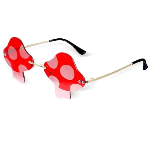 Mushroom Shaped Sunglasses Vintage Rimless Sun Glasses Classic Eyeglasses Irregular Rimless Eyewear Christmas Costumes Glasses for Women Men Party Prom Cosplay Rave Accessories Halloween - Image 1