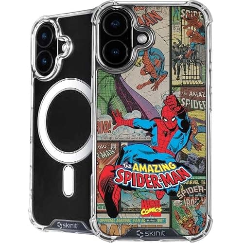 Skinit Phone Case Compatible with MagSafe iPhone 17 - Officially Licensed Marvel Classic Comics Amazing Spider-Man Collage Design - Image 1