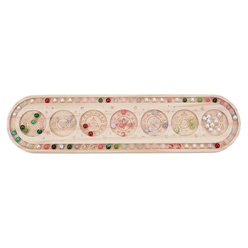 BENECREAT Wood Bead Design Board, Oval Rectangle Bracelet Bead Board with Chakra Pattern Bead Tray for Art Crafts Jewelry Making Beading Supplies, 15.7x3.9Inch - Image 1