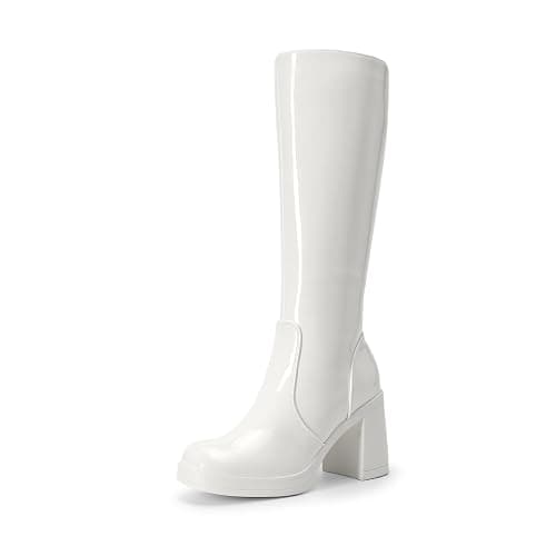 DREAM PAIRS Knee High Boots for Women Platform Square Toe Chunky Block Heeled Stylish Comfortable Tall Boots with Side Zipper - Image 1