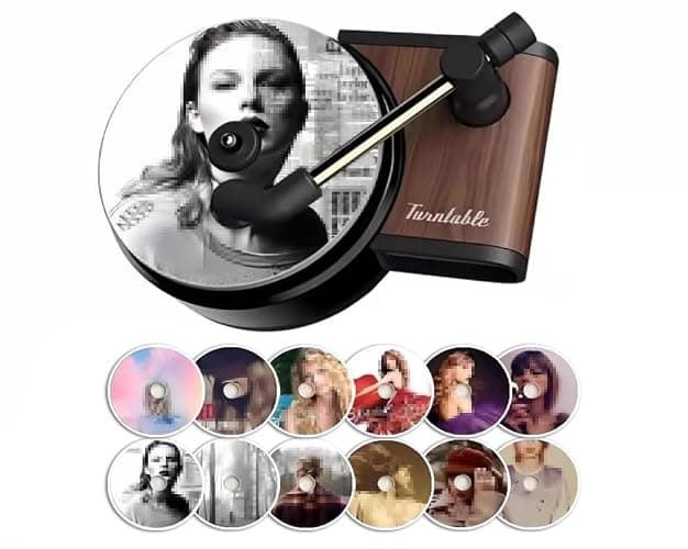 Taylo r Car Air Freshener Record Player Car Vent Clip Air Diffuser with 12pcs Refill Pads Aromatherapy Tablets for Swif t Fans Gift, Music Lovers Gifts (TS-air) - Image 1