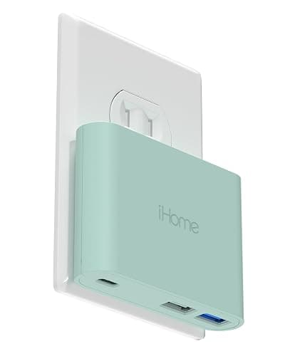 iHome 32W AC Pro Multi Port USB Wall Charger Block - Charging Station for Multiple Devices with 3 Ports (1 USB-C, 2 USB-A) - Fast Charging, Universal Compatibility (Mint) - Mint - Image 1