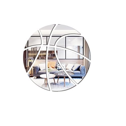 ufengke Basketball Mirror Wall Decal Acrylic 3D Wall Stickers Boys Girls Room Living Room Bedroom Silver Wall Decor - Image 1