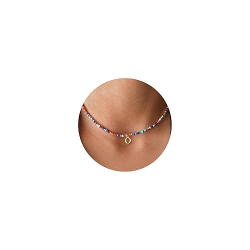 Yoosteel Christmas Gifts for Teen Girls Kids - Colorful Beaded Initial Necklace for Girls Jewelry A-Z Letter Choker Necklace Birthday Gifts Stocking Stuffers for Teenage Girl Women Gifts - Image 1