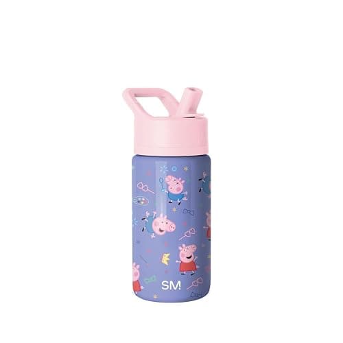 Simple Modern Peppa Pig Kids Water Bottle with Straw Lid | 14oz Insulated Stainless Steel Kids Tumbler & Spill Proof Toddler Cup for School, Girls, Boys | Summit | Peppa Pig Bubbles - Image 1