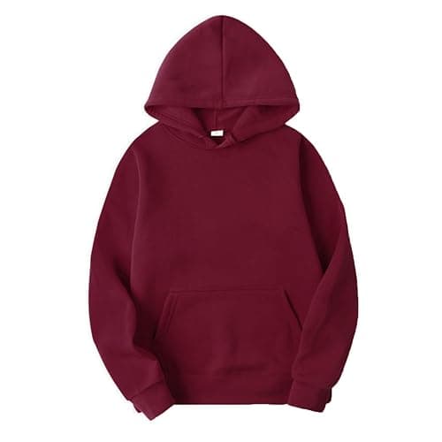 YOOJIA Unisex Men Women Long Sleeves Drawstring Hooded Sweatshirt Plain Pullover Hoodies Thermal Tops - Image 1