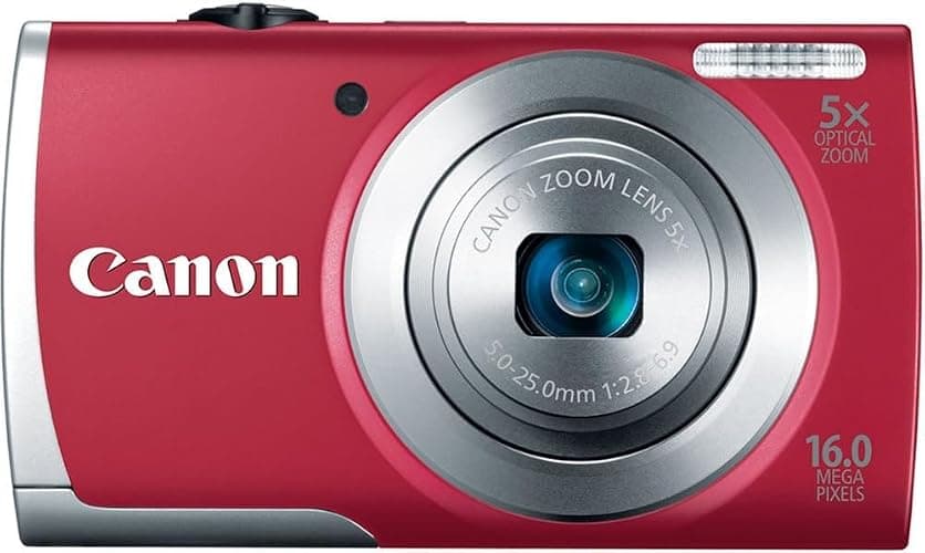 Canon PowerShot A2500 16MP Digital Camera with 5x Optical Image Stabilized Zoom with 2.7-Inch LCD (Red) (Renewed) - Image 1