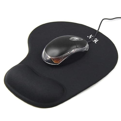 New Horrizon - Mouse Mat BLACK ANTI-SLIP COMFORT MOUSE PAD MAT WITH GEL FOAM REST WRIST SUPPORT FOR PC LAPTOP - Compatible with Laser and Optical Mice - Image 1